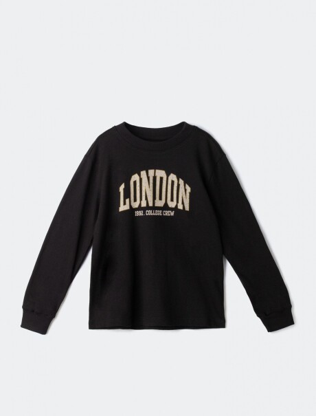 CAMISETA MANGA LARGA INFANTIL CON ESTAMPA NEGRO