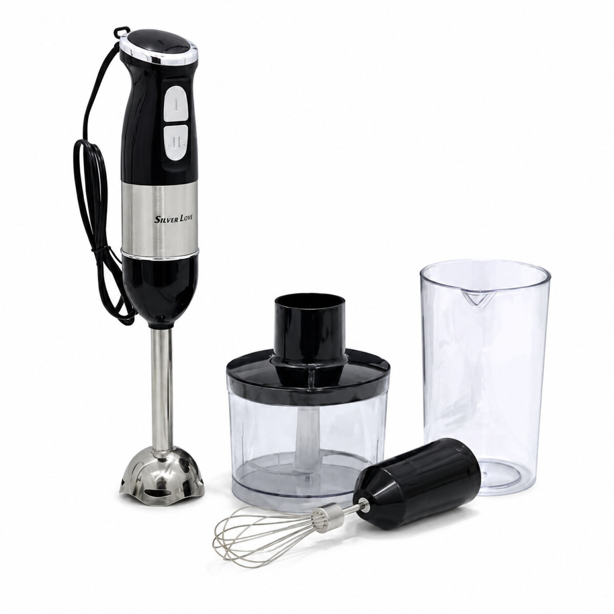 Mixer Batidor 500W 4 En 1 Picadora Turbo Bajo Consumo - Negro 