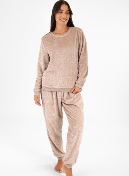 Pijama leopard fleece Rosa antique