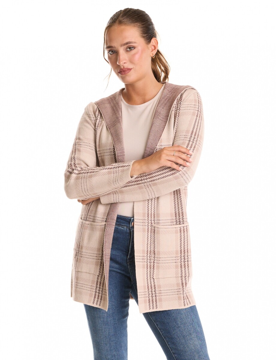 Cardigan Con Capucha - Beige/multi 