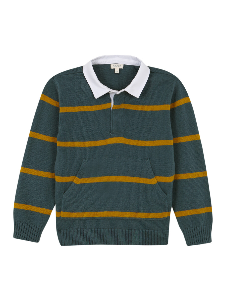 Jersey Polo De Rayas Petroleo