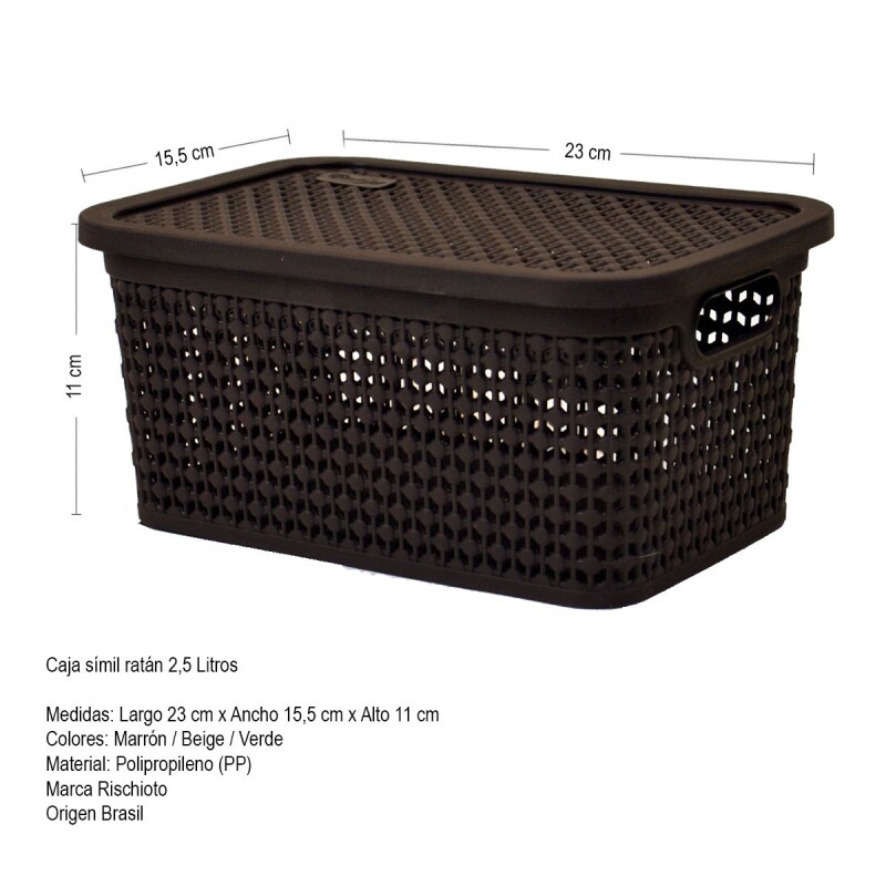 Set x3 Caja simil ratán 2,5 Lts CHOCOLATE