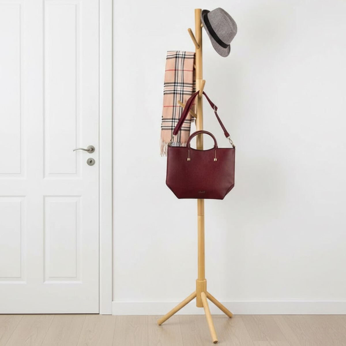 Perchero de pie madera 175 cm - MARRON CLARO 