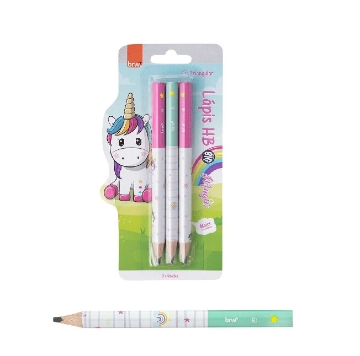 Lapiz BRW x 3 Jumbo - Unicornio 