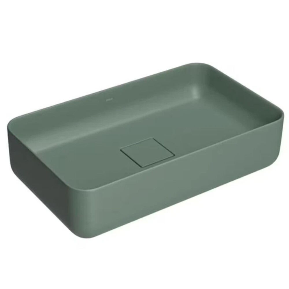 Bacha de apoyo rectangular 50x30 cm verde salvia Mate Deca Bacha De Apoyo Rectangular 50x30 Cm Verde Salvia Mate Deca