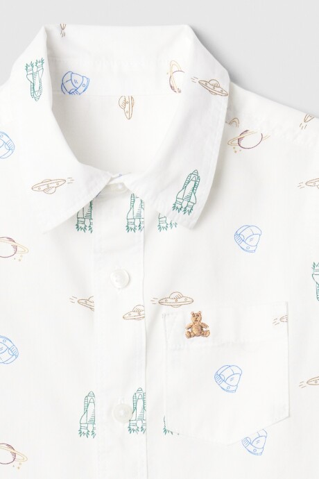Camisa Poplin Toddler Niño New Off White