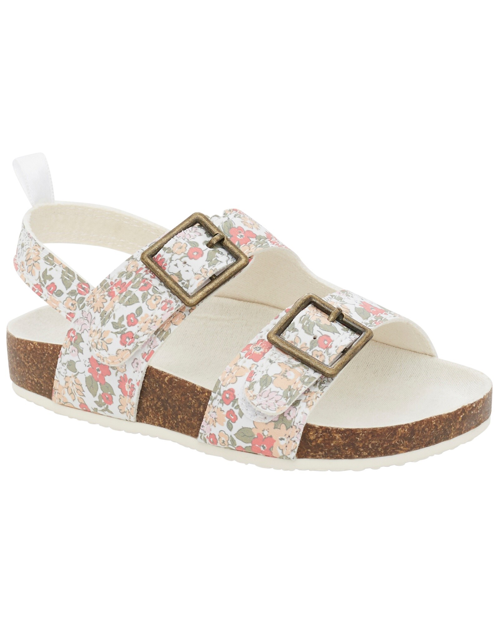 Sandalias con velcro diseño floral Sin color