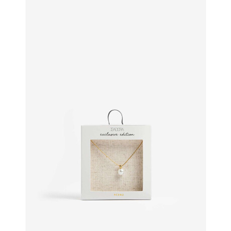 Cadena De Acero Con Dije Perla Dorado