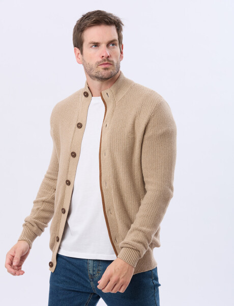 CARDIGAN GRUESO TEJIDO Beige