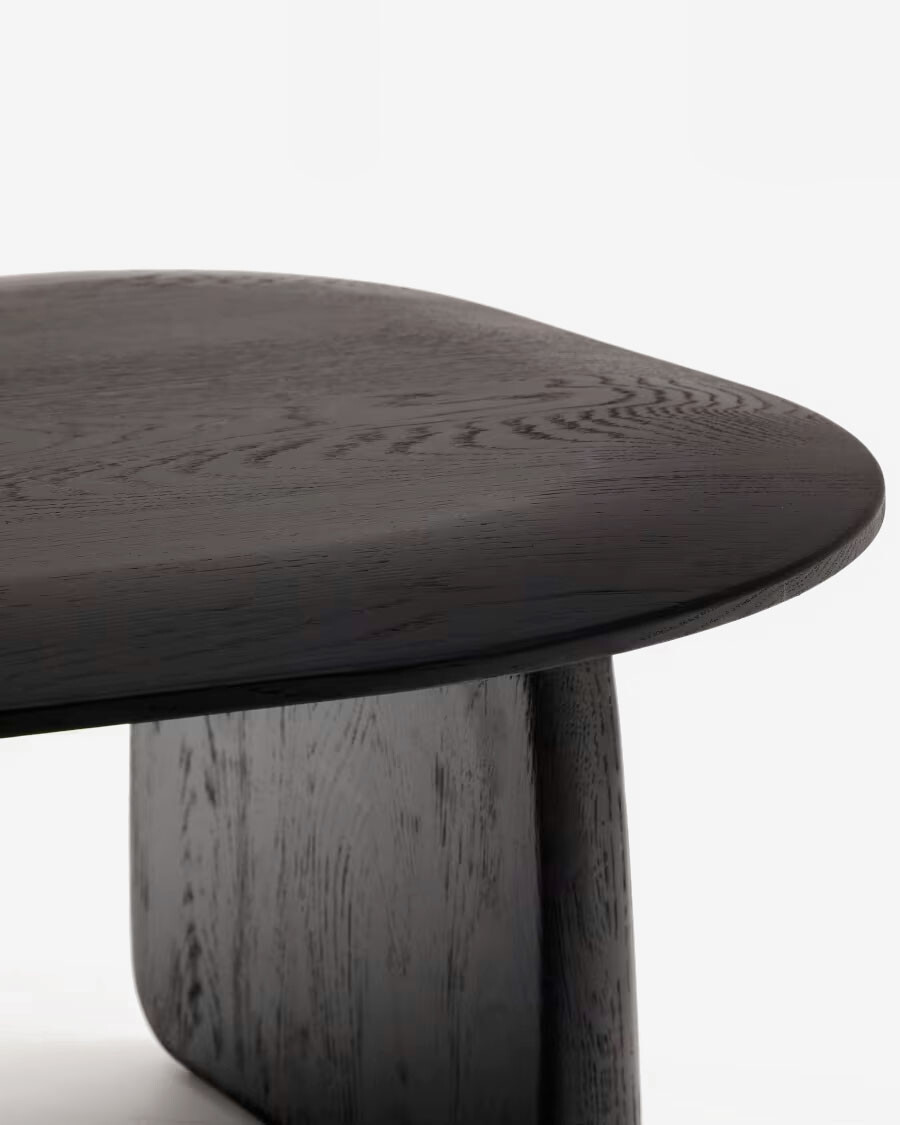 Mesa auxiliar Pirita de madera maciza de roble con acabado negro 70,6 x 70 cm FSC 100%