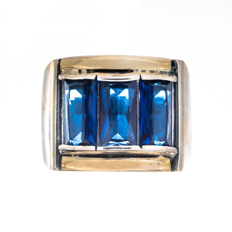 Anillo de plata 925 y double con circonia azul Anillo de plata 925 y double con circonia azul