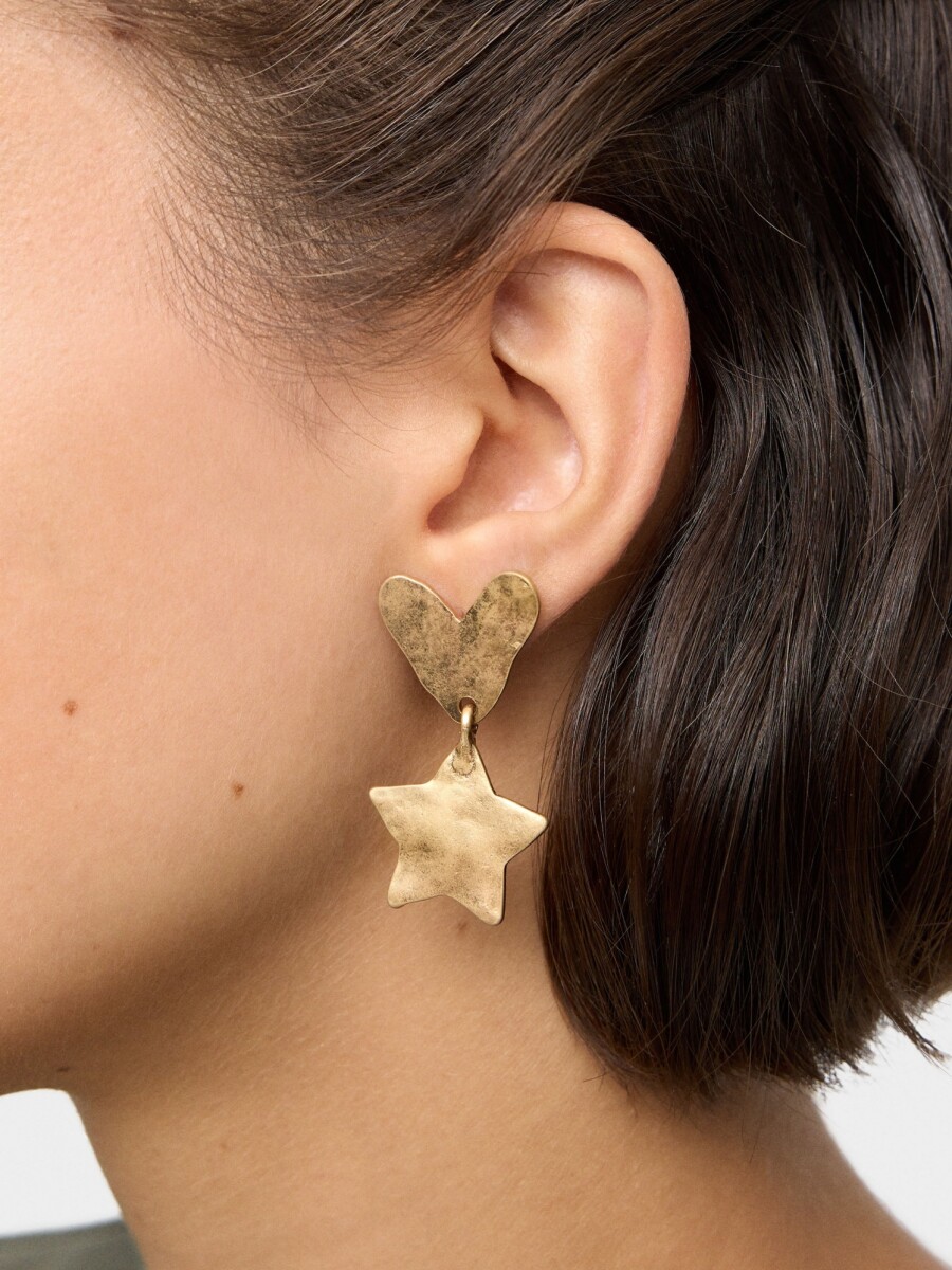 Pendientes De Corazón Y Estrella dorado