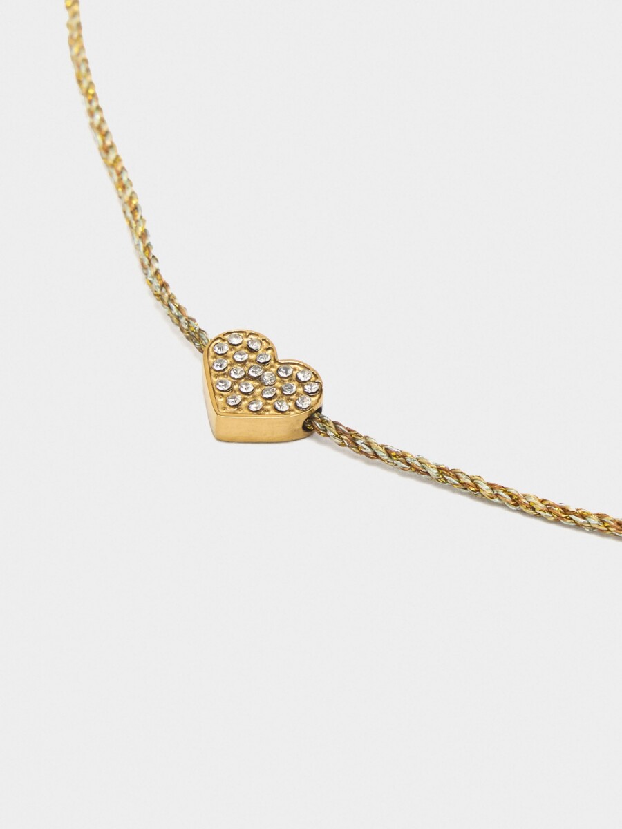Pulsera Ajustable Con Corazón dorado