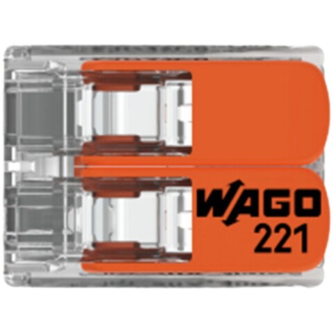 CONECTOR/EMPALME RAPIDO WAGO 221/412 - 0,5 A 4MM2 - 2 CONEX CONECTOR/EMPALME RAPIDO WAGO 221/412 - 0,5 A 4MM2 - 2 CONEX