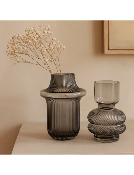 FLORERO VIDRIO LABRADO D15x22.5CM GRIS FLORERO VIDRIO LABRADO D15x22.5CM GRIS