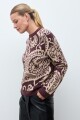 Sweater jacquard paisley ciruela