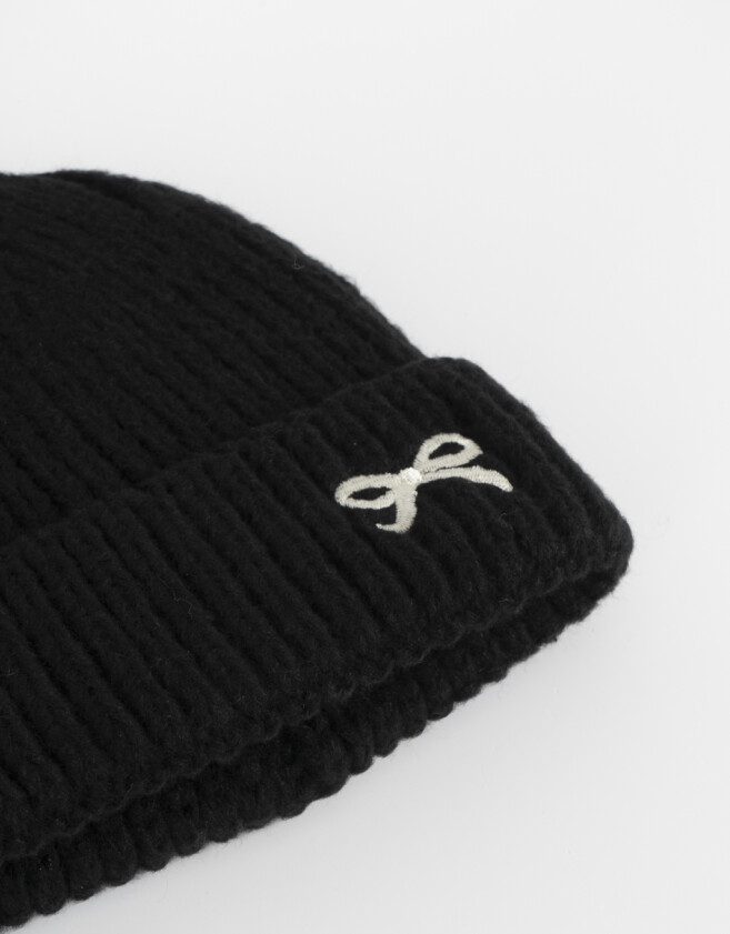 Gorro Cute Gorro Tejido Bordado - Negro