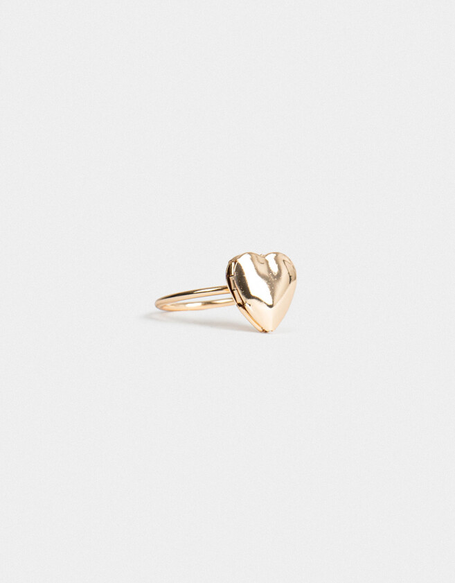 Anillos Medianos y Grandes Con corazón Anillo Corazón Relicario - Dorado
