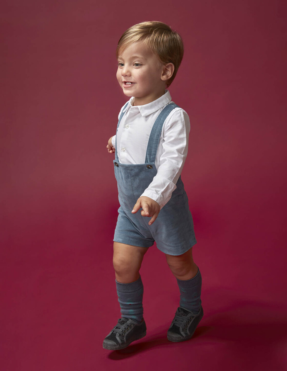 Pantalon Corto Con Tirantes - Azulado 
