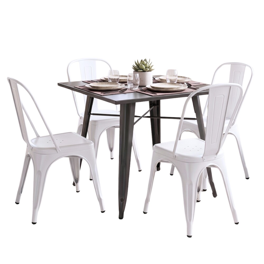 Juego de comedor 4 sillas tolix 70 Blanco