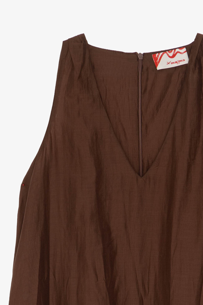 VESTIDO ARRUGADO Marron
