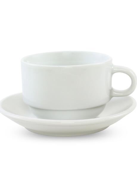 TAZA DE TE 230ML APILABLE CON PLATO PORCELANA BLANCA TAZA DE TE 230ML APILABLE CON PLATO PORCELANA BLANCA
