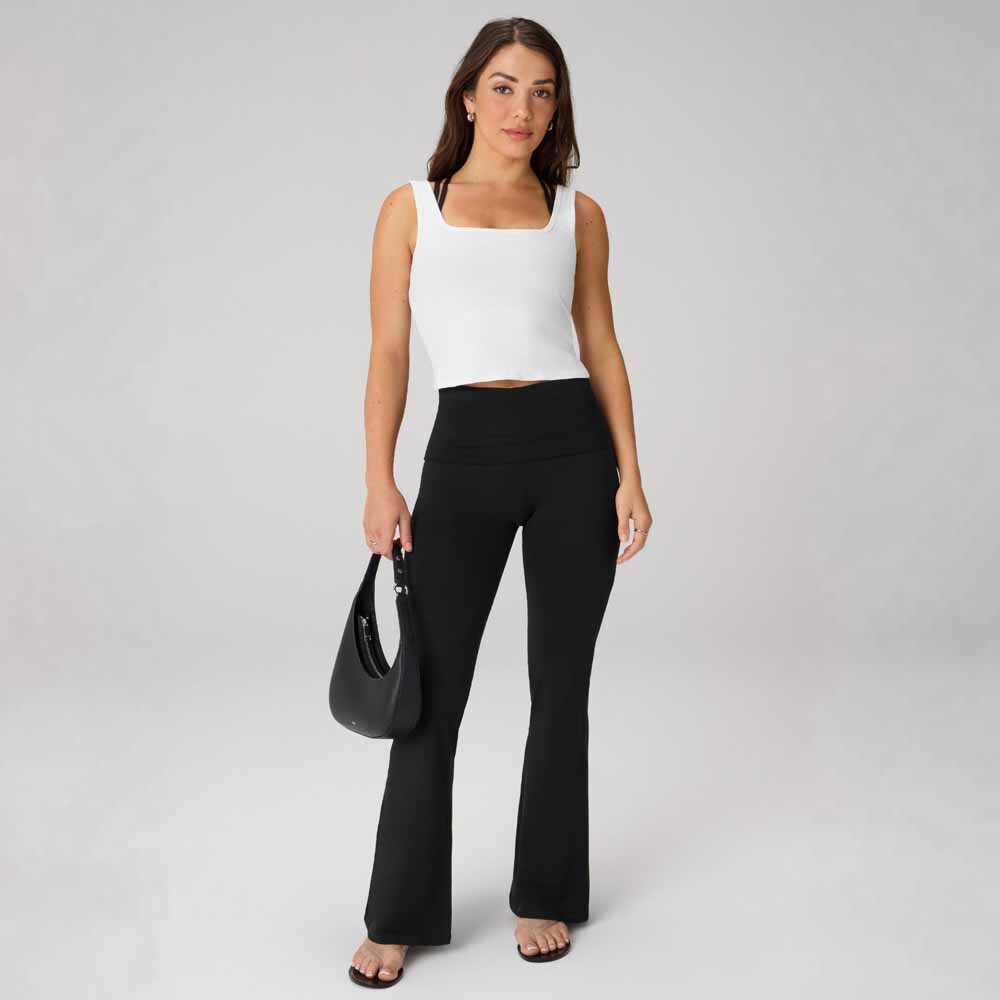 Leggings Flare Cloud Jersey Foldover Mujer Black