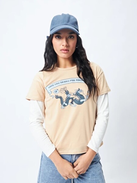 T-SHIRT P.CAKE DRAMA BEIGE
