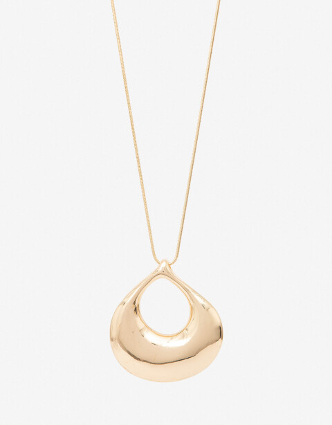 Collares Largos Metal Collar Con Dije Redondo - Dorado