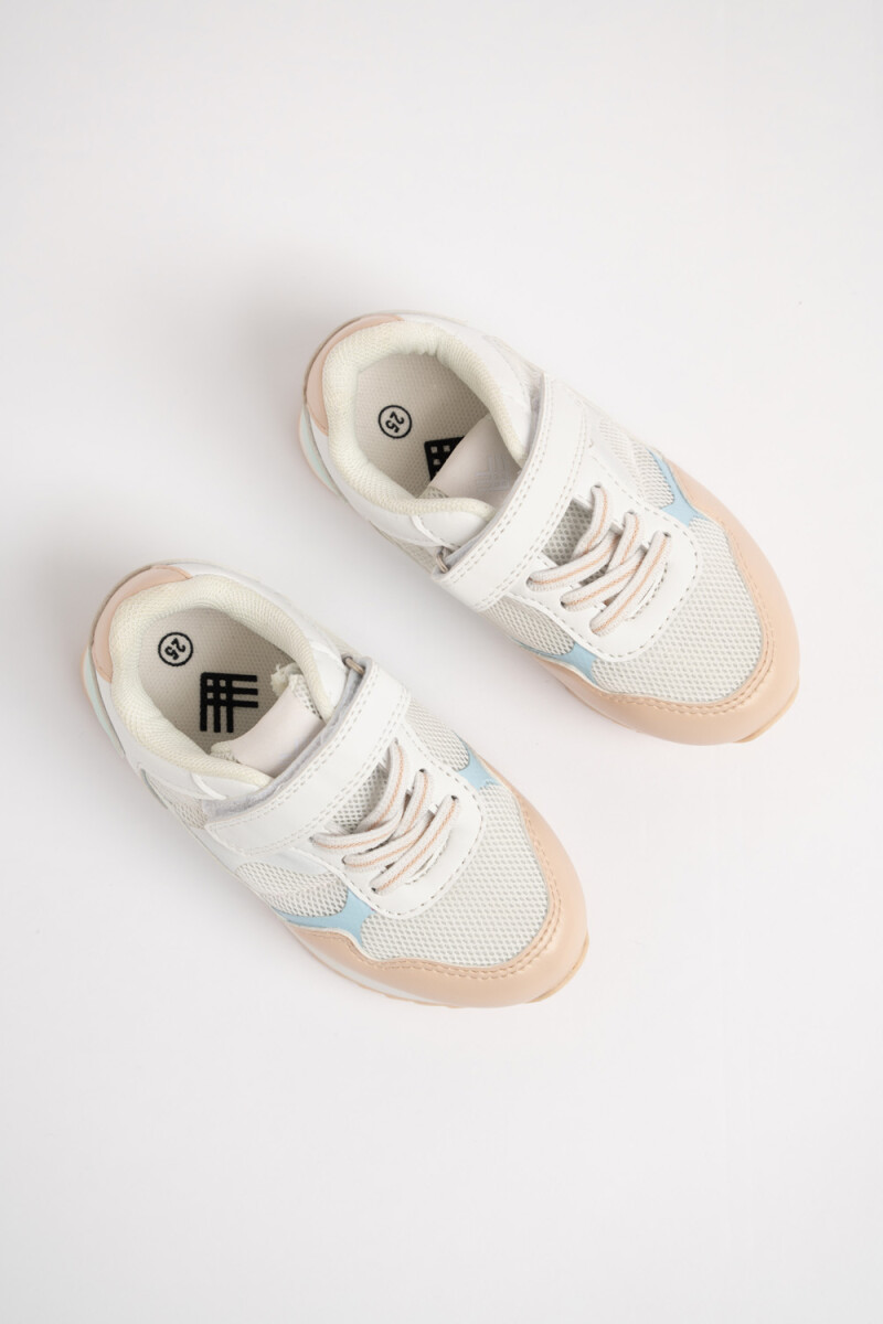 Zapatilla con velcro combinada Blanco