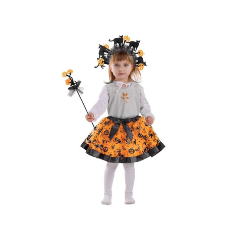 Disfraz Halloween infantil con figuras de calabazas y brujas Naranja