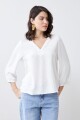 Blusa fantasía escote V crudo