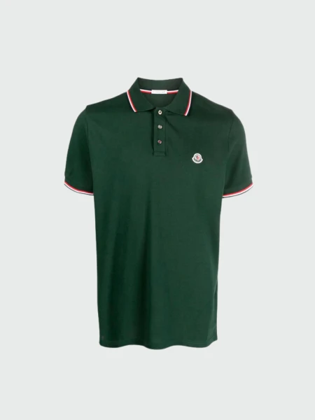 Moncler -Remera polo de algodón manga corta Verde