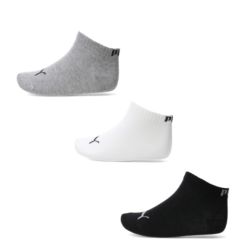 Medias de Niños Puma Plain Quarter Socks X3 Gris - Blanco