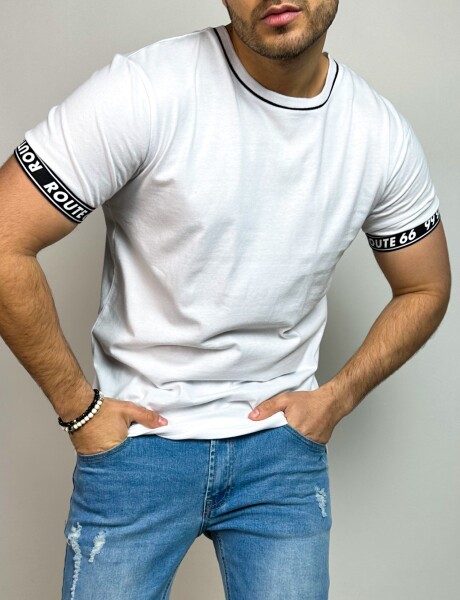 T-Shirt lisa con puños combinados Medina Blanco