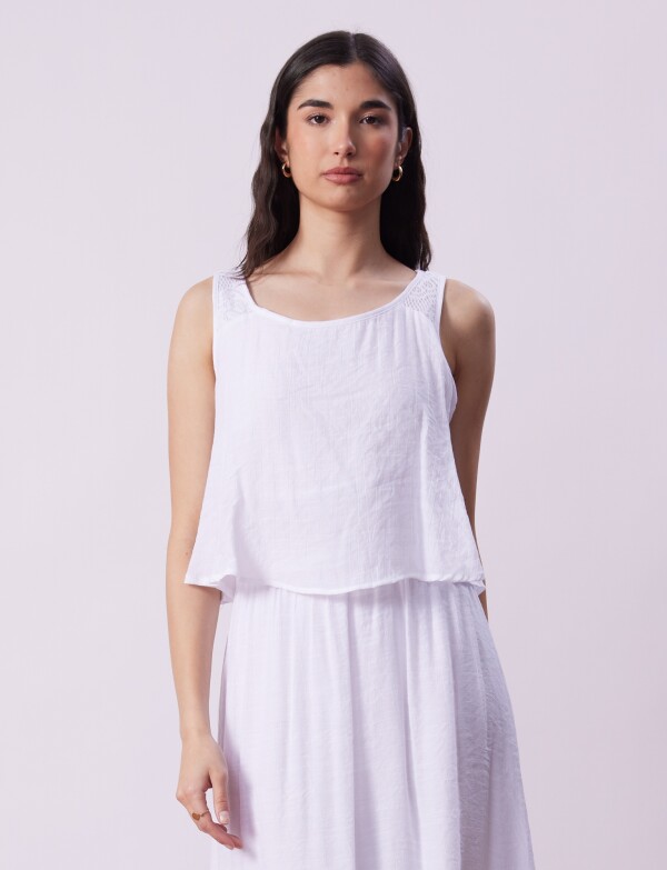 Vestido Maxi Detalle Crochet BLANCO