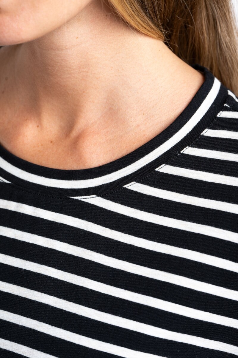 Remera Rayada Algodón Elastano Negro