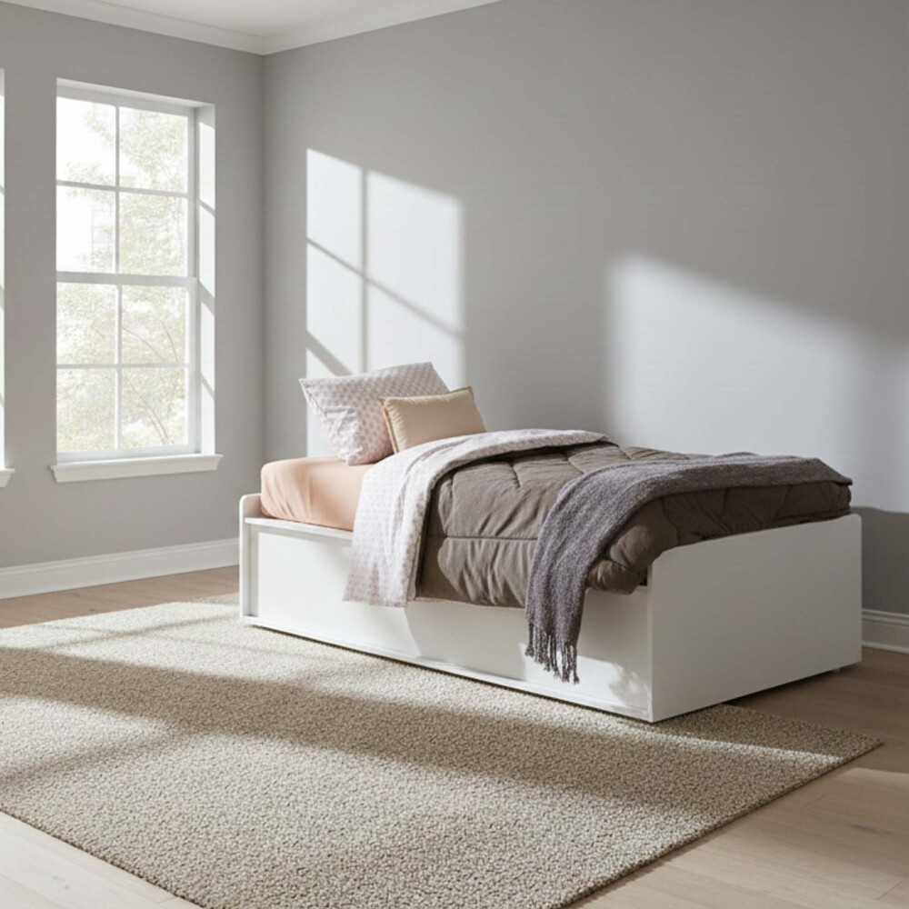 CAMA BAUL 1 PLAZA MDF BLANCO FUNCIONAL ITALY