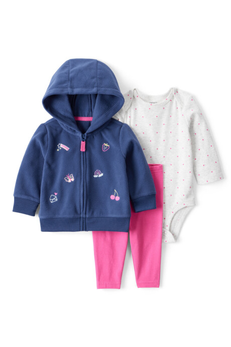 Set tres piezas, campera de micropolar, pantalón y body de algodón Sin color