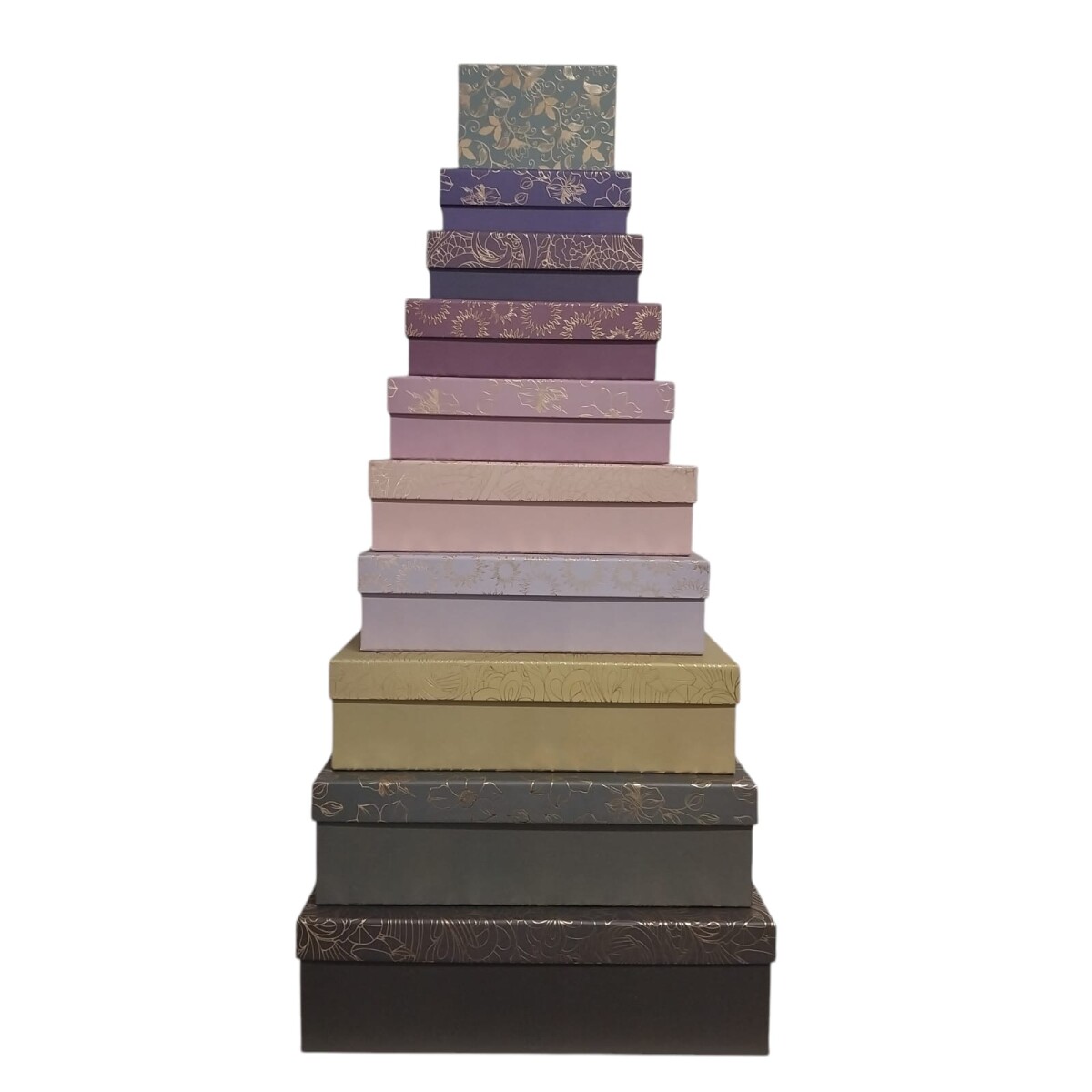 Set de 10 Cajas - de Colores con Diseños Dorados 