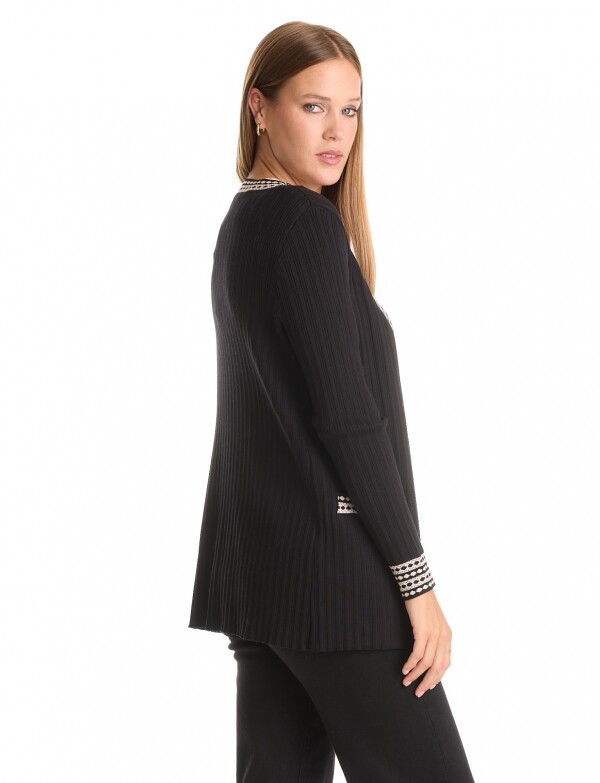 Cardigan Ribete NEGRO/BEIGE