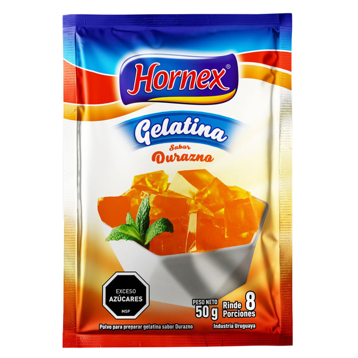 Gelatina HORNEX 50grs rinde 8 porciones - Durazno 