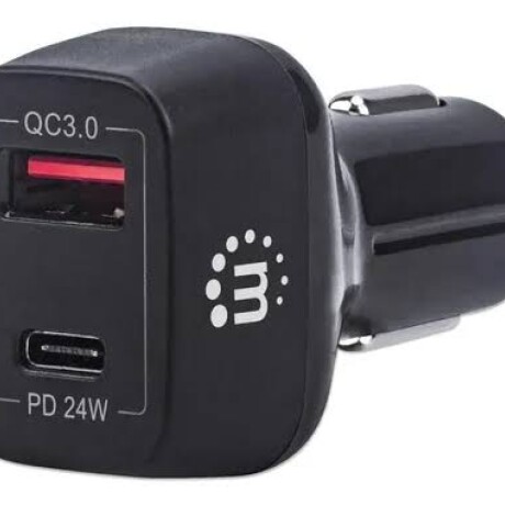 Cargador para auto USB-C 24W Y USB-A QC 3.0 18W MANHATTAN 3489
