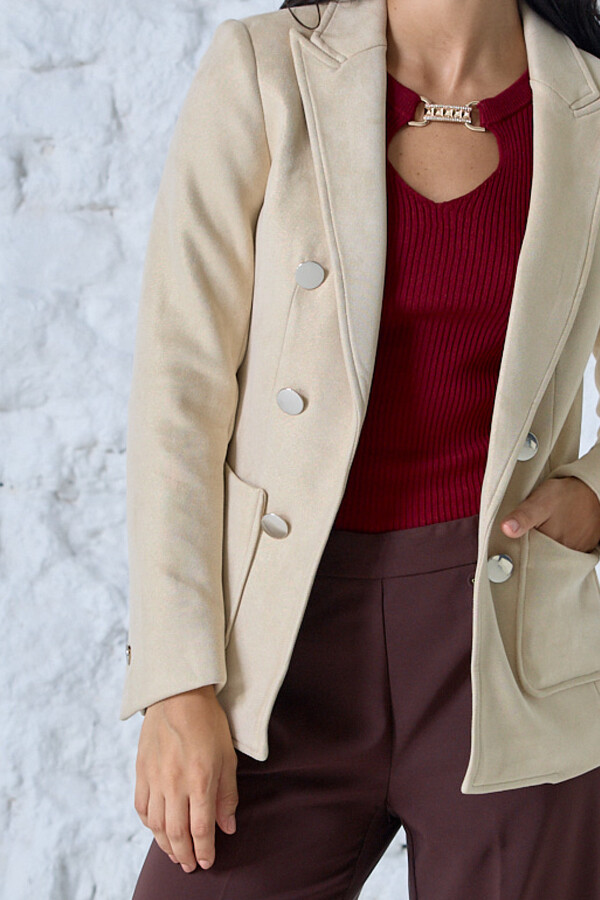 Blazer Botones Brillo BEIGE