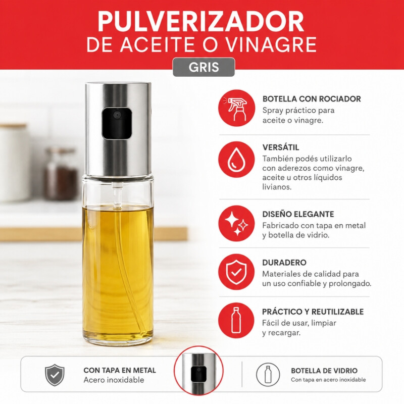 Pulverizador de aceite o vinagre GRIS