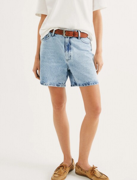 SHORT DE CINTURA ALTA AZUL