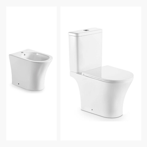 Juego De Inodoro Con Tapa Descarga Con Sistema Tornado, Mochila Y Bidet. Eje De Descarga 25 Cms. Linea Anori Marca Aqualia 000