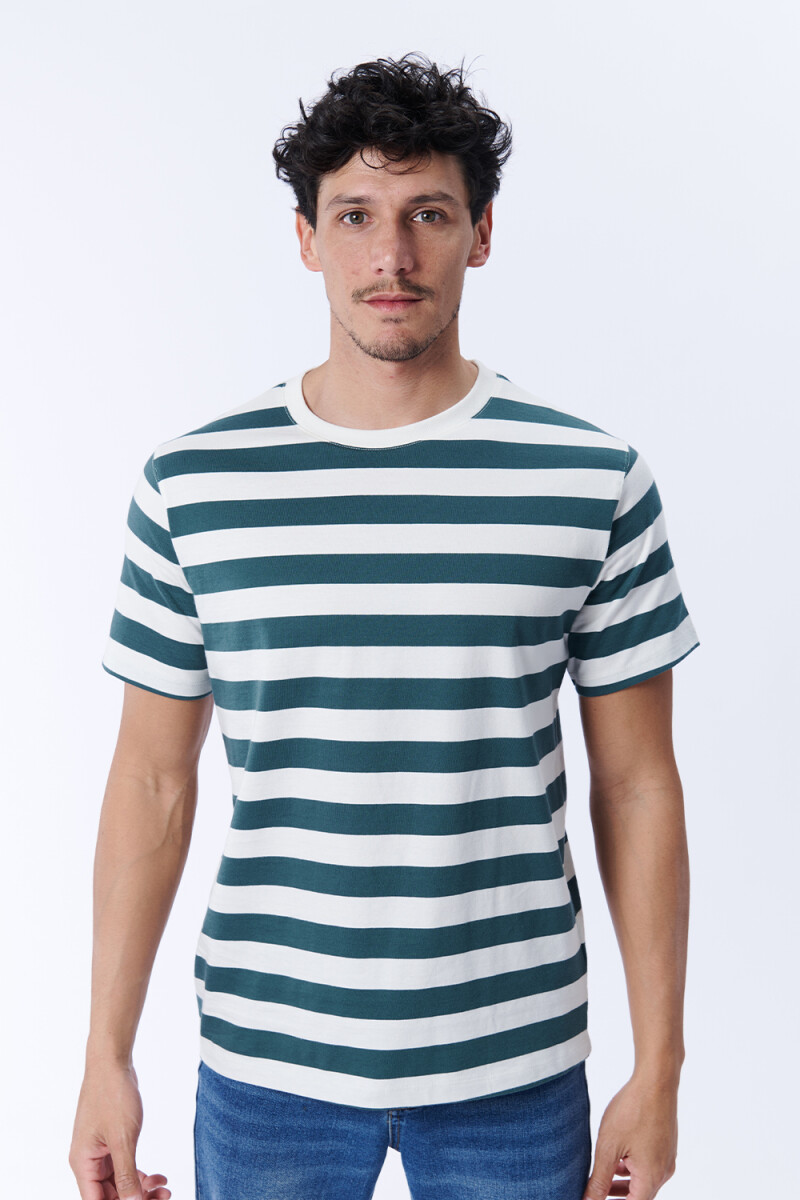 Remera Rayas Verde Y Crudo