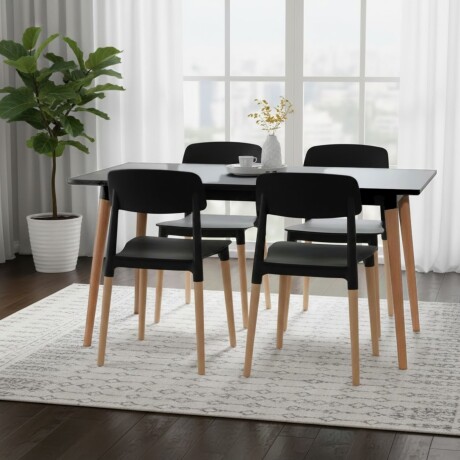 Juego de comedor 4 sillas Milan - Negro Juego de comedor 4 sillas Milan - Negro