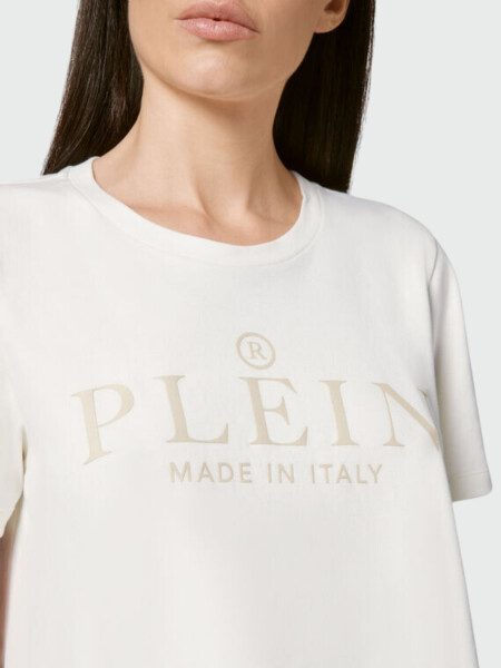 PHILIPP PLEIN - camiseta corta dorada Iconic Plein Blanco